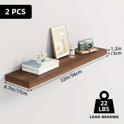 Floating Wall Shelves Set – Wooden Wall-Mounted Shelves for Living Room, Kitchen & Bathroom (2/4/6pcs, 15.7"/19.7"/22")