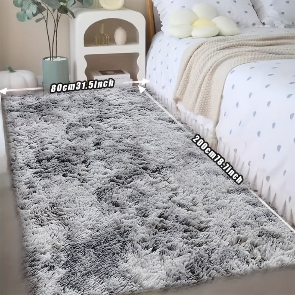 Fluffy Rug Plush Soft Indoor Carpet Non-Slip for Living Room Bedroom Hallway Runner Nursery Kids Play Area — Tie Dye & Solid Colors Multiple Sizes