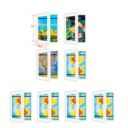 Kids Art Frame Changeable Front-Opening Display – Children Artwork Picture Frame for 8.5x11 & 10x12.5 Drawings, Paintings & School Projects, Perfect Christmas & Holiday Gift, White / Wood / Black, 2/4/8 Pack