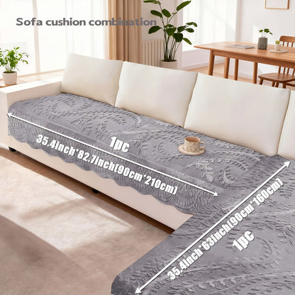 Faux Rabbit Fur Sofa Cover Thickened Quilted Plush Warm Non-Slip Machine Washable Pet Friendly Breathable Sofa Cushion for Living Room Bedroom Office - 2 3 Seater Large