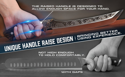 Carving Knife 8.86 Inch High Carbon Steel Brisket Knife Full Tang Ergonomic Handle with Leather Sheath Razor Sharp Meat Cutting Slicing BBQ Grilling Gift for Men Women