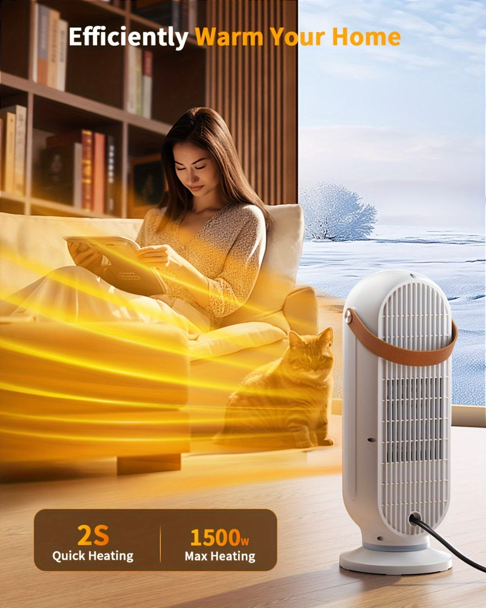 Space Heater 1500W with Remote Control & Digital Display – Portable Electric Heater for Indoor Use, 90° Oscillation, Overheat Protection, Ultra-Quiet Room Heater for Bedroom, Office & Home