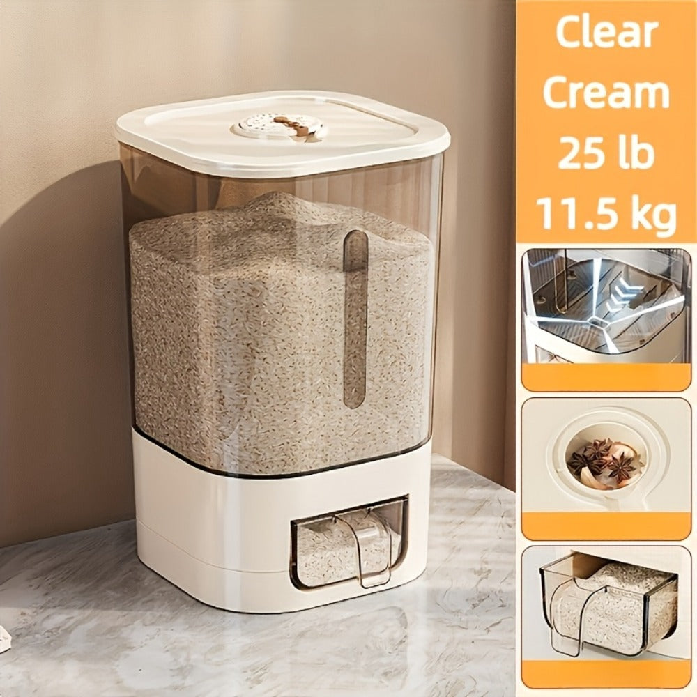 Airtight Rice Container with Measuring Cup | Large Capacity Moisture-Proof Rice Dispenser for Rice, Grains, Flour, Pet Food – BPA-Free Kitchen Food Storage