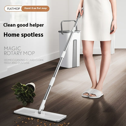Flat Mop and Bucket Set with Wringer Metal Handle 2 Reusable Microfiber Pads Floor Mopping System for Bedroom Bathroom Kitchen Living Room Wall Floor Cleaning