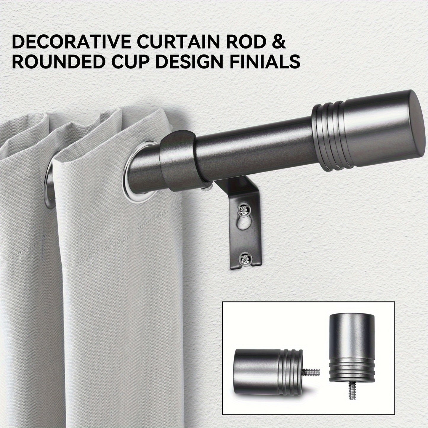 Adjustable Curtain Rods for Windows 1 Inch Diameter – Modern Decorative Drapery Rod with End Finials, 18"-45" to 36"-120" | Black, Brushed Nickel & Gold Finish