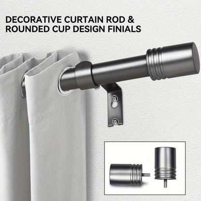 Adjustable Curtain Rods for Windows 1 Inch Diameter – Modern Decorative Drapery Rod with End Finials, 18"-45" to 36"-120" | Black, Brushed Nickel & Gold Finish