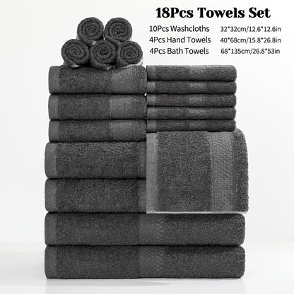 Bath Towel Set 450GSM Soft Absorbent - 12 16 18 Piece Cotton Blended Solid Color Bathroom Towels Set for Bath Hand Face | Hotel Spa Quality | Travel Shower Home | Multiple Colors & Sizes Available