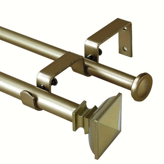 Double Curtain Rod Set with Square Urn Finials Adjustable Double Drapery Rod 5 Finishes 2 Sizes Window Curtain Hardware Easy Install