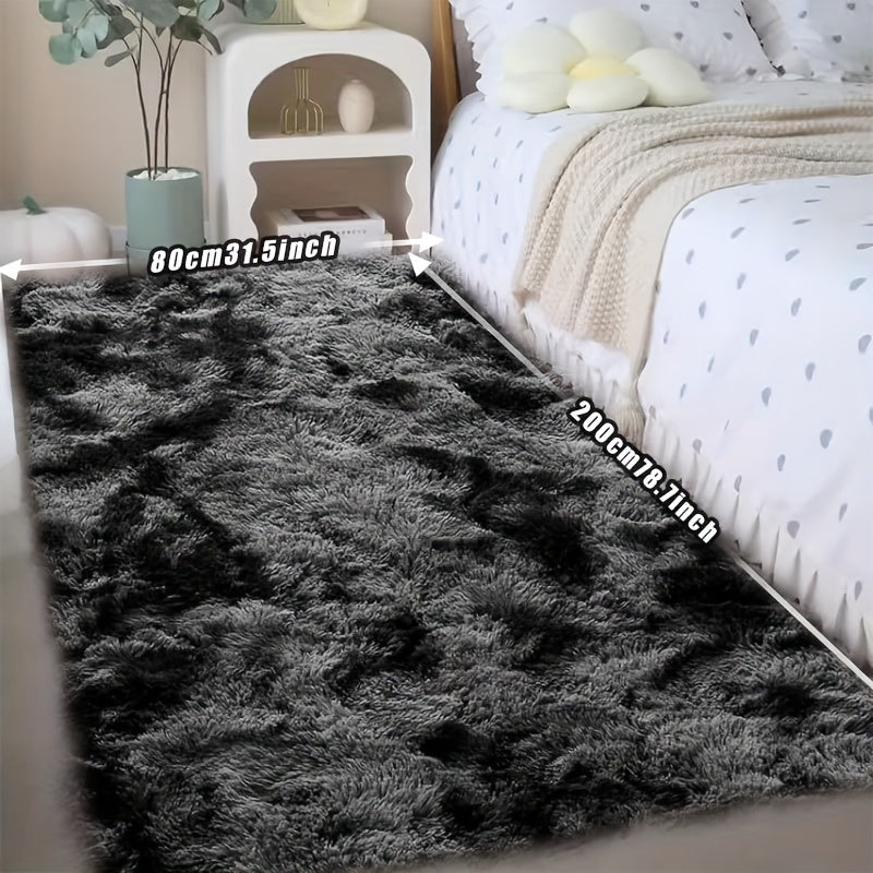 Fluffy Rug Plush Soft Indoor Carpet Non-Slip for Living Room Bedroom Hallway Runner Nursery Kids Play Area — Tie Dye & Solid Colors Multiple Sizes