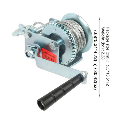 Manual Hand Winch Heavy Duty Carbon Steel 800-1600 lbs - Double Brake Safety System, Strap Winch with Mooring Hook & Safety Pawl, for Boat, ATV, Trailer, Farm, Garage & Industrial Pulling Tasks