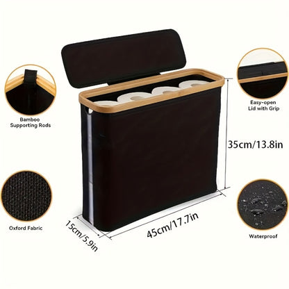 Bamboo Toilet Paper Holder Freestanding Bathroom Storage Organizer Holds 12 Rolls Tissue Roll Dispenser Modern Slim Design for Bathroom Bedroom Laundry Room Tissue Accessories Storage