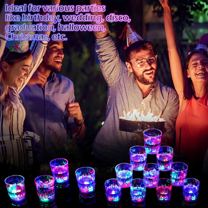 LED Light-Up Party Wine Glasses Set – 12 or 15pcs Glowing Plastic Cups with Colorful LED Lights for Birthday, Bar, Wedding, Holiday & Sports Events
