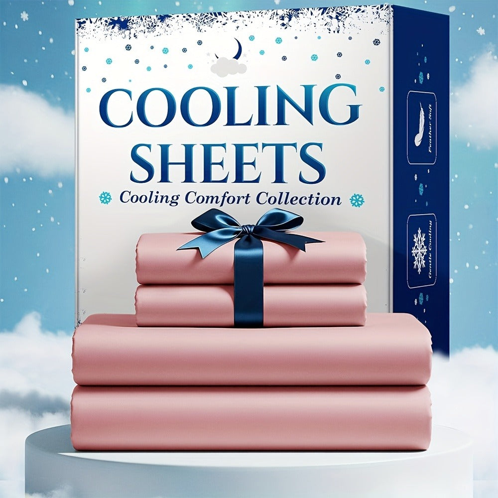 Bamboo Blend Cooling Bed Sheet Set 4pcs – Ultra Soft Breathable Kids Sheets, Deep Pocket Fitted Sheet 18"-24", 2200TC Shrink & Wrinkle Resistant, All-Season Hotel Luxury Bedding, Twin Full Queen King
