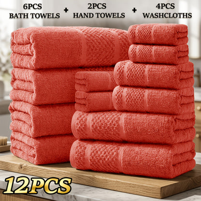 Bath Towel Set 450GSM Soft Absorbent - 12 16 18 Piece Cotton Blended Solid Color Bathroom Towels Set for Bath Hand Face | Hotel Spa Quality | Travel Shower Home | Multiple Colors & Sizes Available