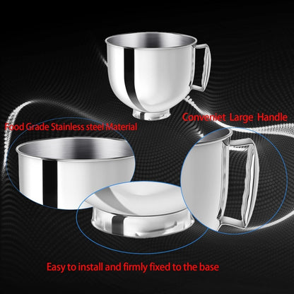 KitchenAid Compatible Stainless Steel Mixer Bowl 5 Quart, 304 Stainless Steel Stand Mixer Bowl with Ergonomic Handle & Spill-Resistant Lid, Oven Safe Replacement Bowl for KitchenAid 4.5-5 QT Tilt-Head