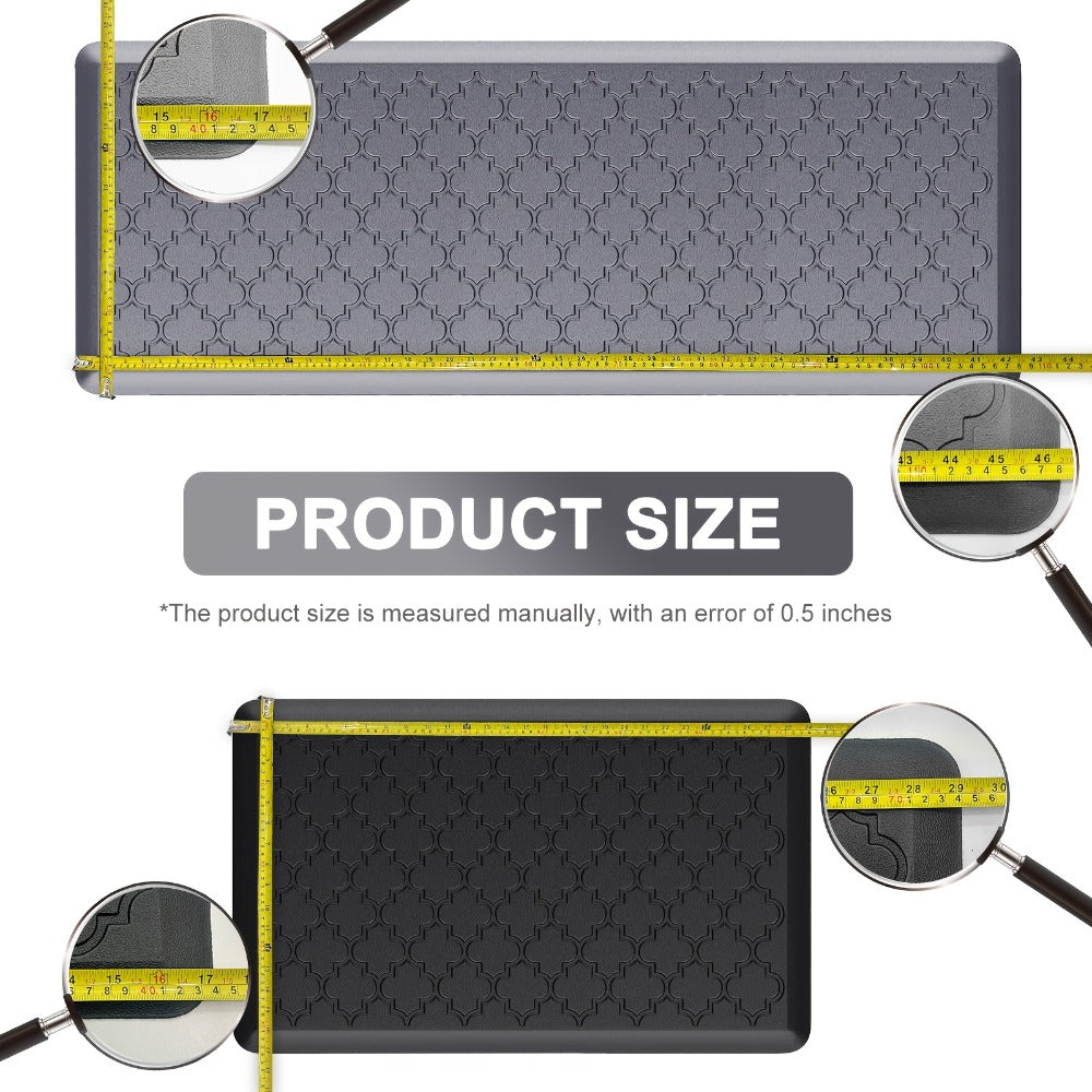 Anti-Fatigue Kitchen Floor Mat – Cushioned PVC Foam Non-Slip Ergonomic Standing Mat for Kitchen, Office, Sink & Laundry, 2 Sizes – Gray & Black