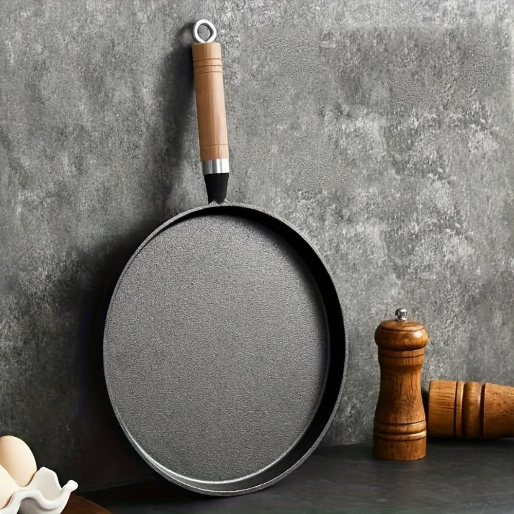 Cast Iron Skillet Non-stick Flat Pan 8.27/9.45/10.63 Inch for Pancakes Eggs & Crepes – Induction Gas Campfire Compatible Breakfast Griddle Pan for Indoor Outdoor Cooking