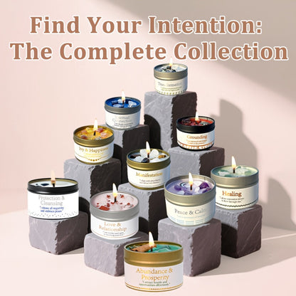 Manifestation Candles Scented Soy Wax with Crystal & Guidance Card for Meditation Yoga Focus | Law of Attraction Abundance Candle | Christmas Birthday Gift for Women