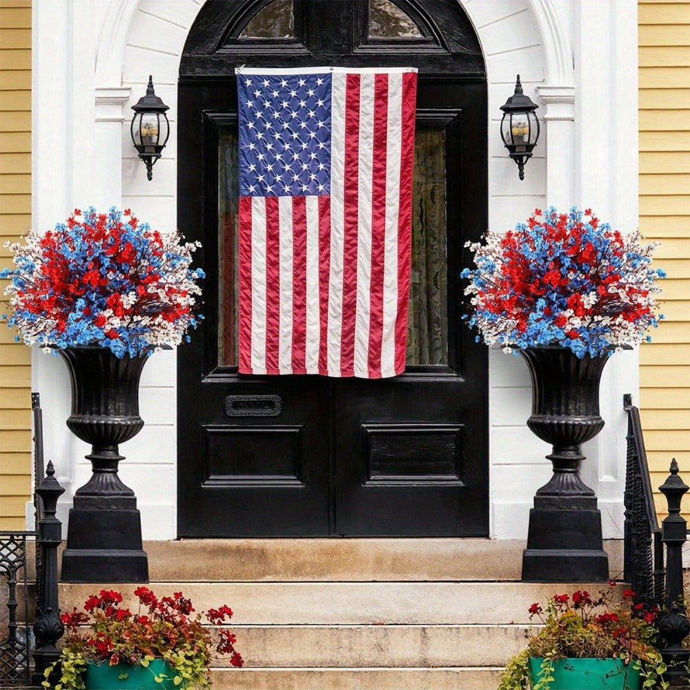 Artificial Flowers 4th of July Patriotic – 15pcs Real Touch Fake Flowers for Independence Day Home Decor, Floral Arrangements, Table Centerpieces & Holiday Decoration