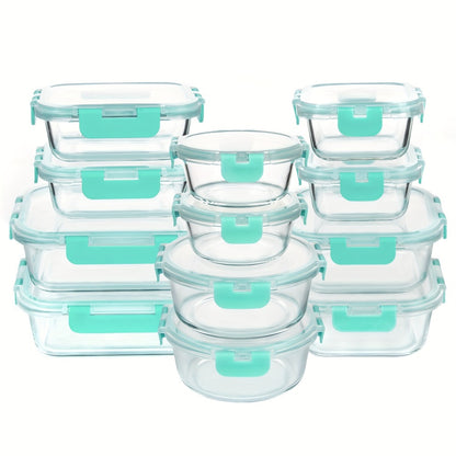 Glass Food Storage Containers with Airtight Lids - Borosilicate Glass Meal Prep Containers Set, Microwave Dishwasher Freezer Safe, BPA Free, Leak Proof Lunch Containers for Kitchen