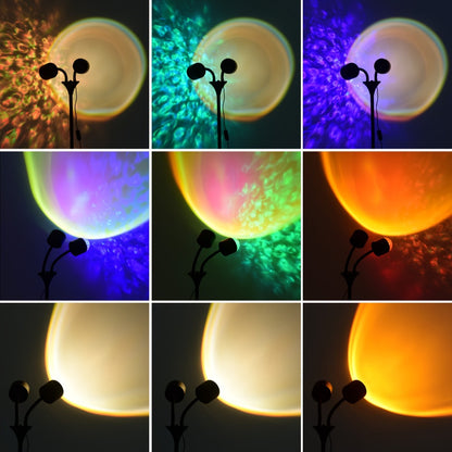 Ocean Wave Projector Lamp Double Head RGB Mood Light - 360° Rotation 3D Ripple Effect DIY Colors USB Remote Control for Bedroom Living Room Party Decor (Black)