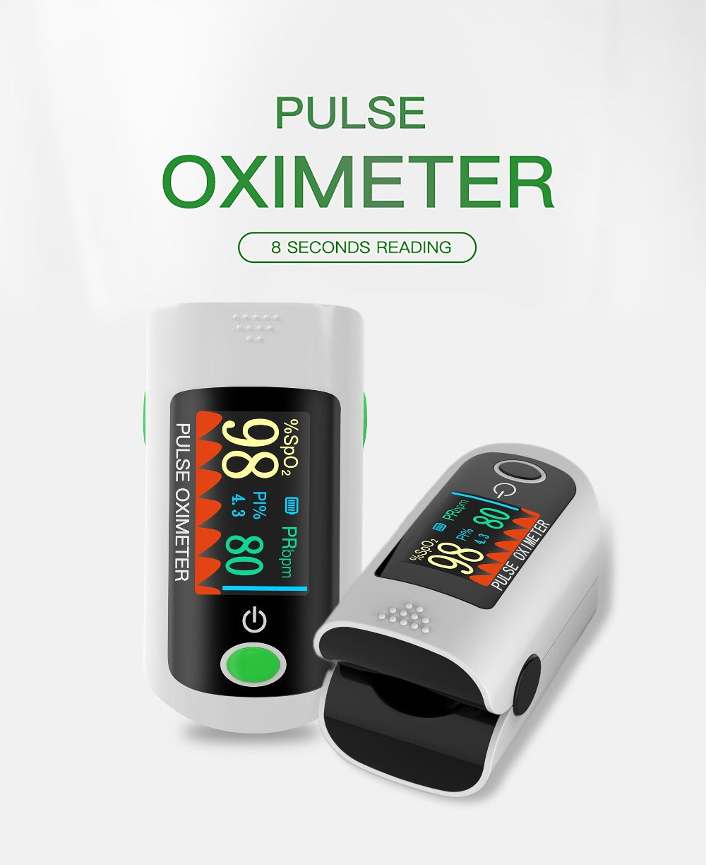 Fingertip Pulse Oximeter 2-Pack, Digital Blood Oxygen Saturation Monitor with SpO2 Heart Rate & Perfusion Index Display, Battery-Powered Portable Finger Oximeter for Home Use & Sports, Black or Blue