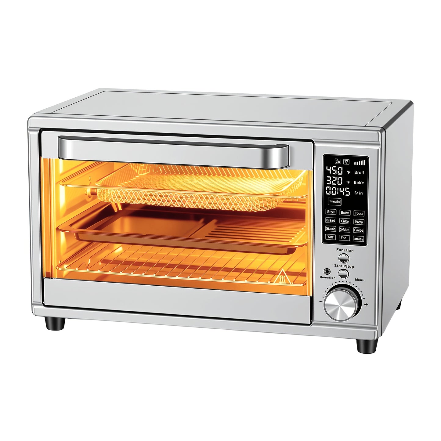 Air Fryer Toaster Oven Combo 29.6QT XL with Smart Probe, 12-in-1 Digital Countertop Oven, Stainless Steel, 7 Accessories, Rotisserie, 450°F Rapid Heat, Large Family Size