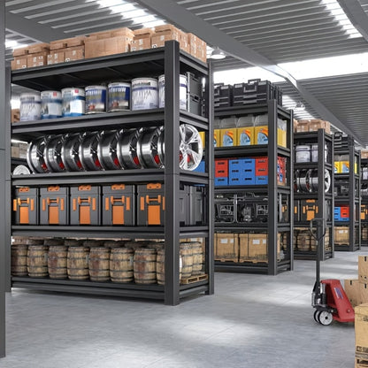 Heavy Duty Metal Shelving Unit 5-Tier - Powder-Coated Steel Storage Rack, 2500 LBS Capacity, Adjustable Height, No-Tool Assembly, for Garage, Basement & Warehouse Organization