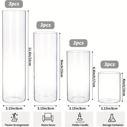 Clear Cylinder Glass Vases Set Wedding Centerpieces Home Decor