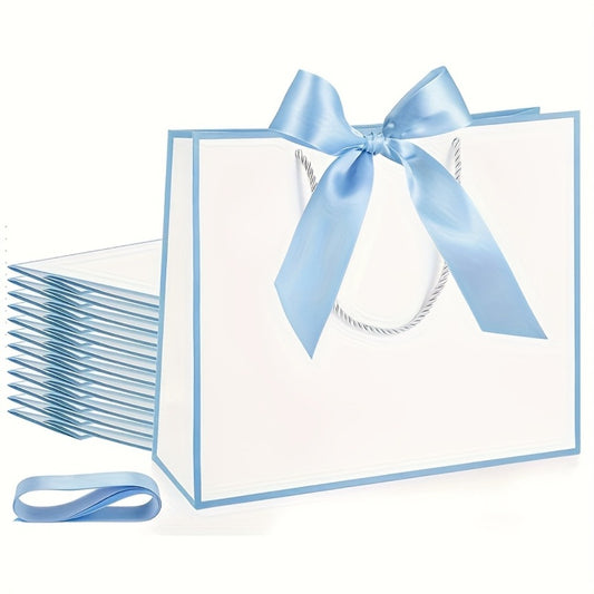Gift Bags with Handles for Party Favors - Butterfly Ribbon Thank You Bags Wedding Baby Shower Birthday Bridesmaid Housewarming Autumn Celebration Elegant Packaging 12 24 36pcs