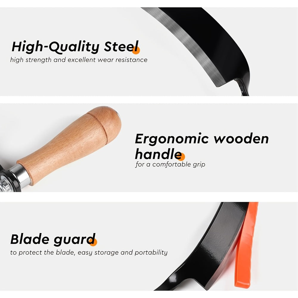 Draw Knife Woodworking Tool Curved, 5" 8" 10" Drawknife Debarking Shave Tool with Ergonomic Handle, Wood Bark Stripper for Timber Framing, Wood Turning, Carving & Log Peeling