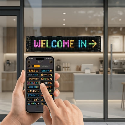 Programmable LED Sign – Flexible Matrix Display with App Control, Custom Text & Animations, Music Sync, USB Powered LED Panel for Bedroom Decor Store Window Business Display (3 Sizes)