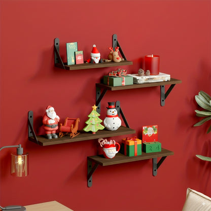 Floating Shelves Wall Mounted 4-Pack – Decorative Wall Shelves for Bedroom, Living Room, Bathroom & Plants, Home Storage Display Shelf for Books, Decor & Accessories, 4 Color Options