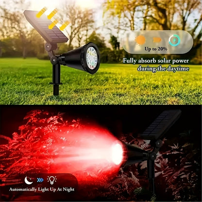 Solar Landscape Lights 2-in-1 Wall & Ground – Independent Adjustable Solar Panel Auto On/Off | 8 Color Modes Outdoor Solar Spotlight for Garden, Driveway, Sidewalk & Pool Area | IP44 Waterproof