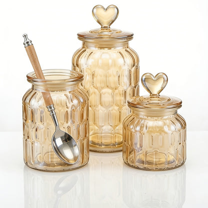 Airtight Glass Food Storage Jars with Clamp Lids 4-Set | 21.98oz & 47.34oz Clear Kitchen Canisters for Sugar, Flour, Coffee, Spices, Cereal & Grains