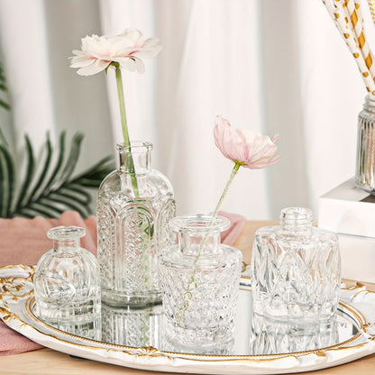 Mini Clear Bud Vases Bulk Set 12/30/43/52pcs – Small Glass-Look Flower Vases for Wedding Centerpieces, Birthday Party, Anniversary, Home Table Decor, Multiple Sizes