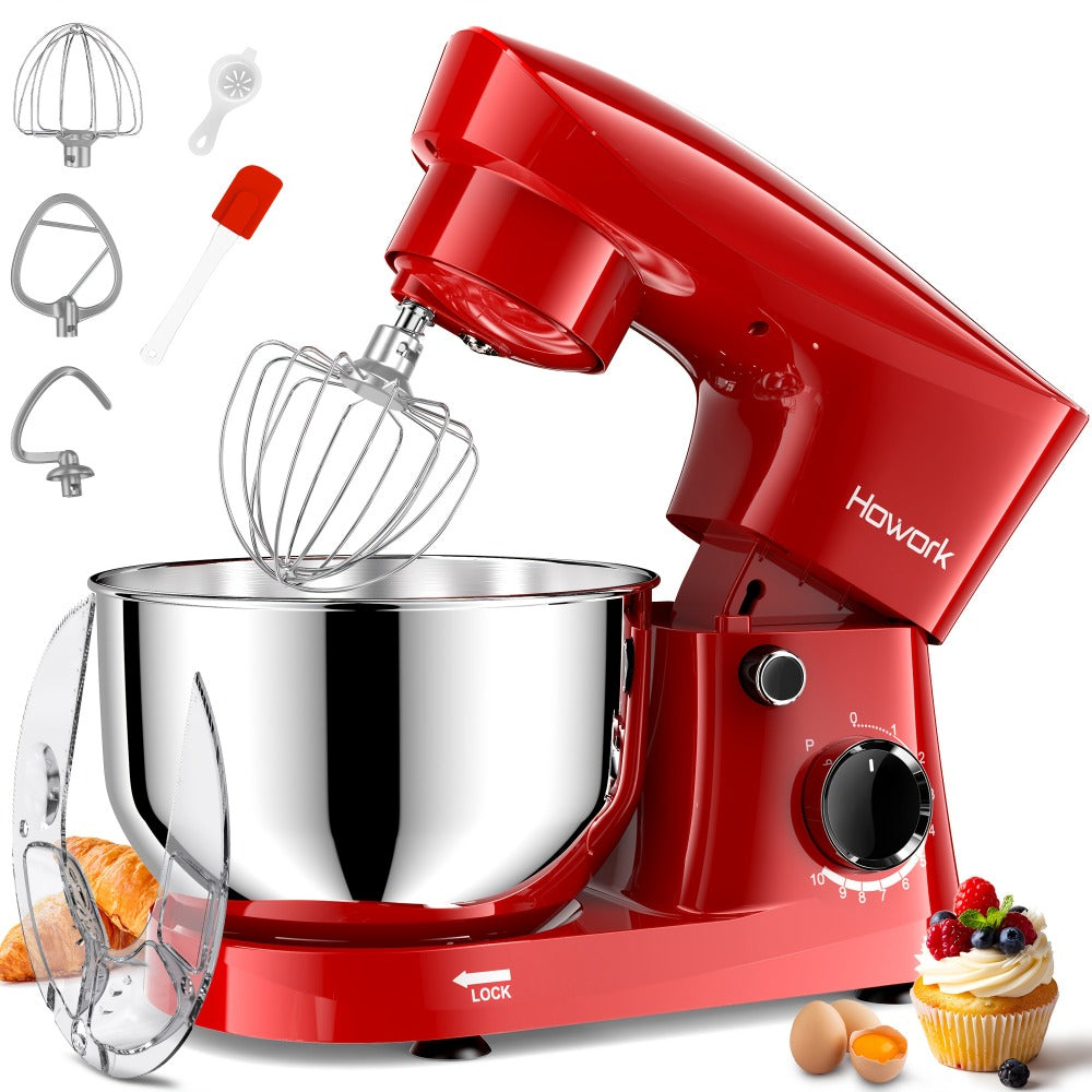 Stand Mixer 5QT, 10-Speed Electric Kitchen Mixer with Dough Hook, Flat Beater, Wire Whip & Pouring Shield — Dishwasher-Safe Attachments for Baking, Bread, Cake & Cookie Dough