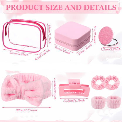 Spa Party Favors Set 48pcs for Women – Sleepover Party Supplies with Headband, Wristband, Scrunchies, Hair Clip, Jewelry Case, Makeup Bag & Mirror, Bridesmaid Proposal Gift, Girls Night Return Gifts