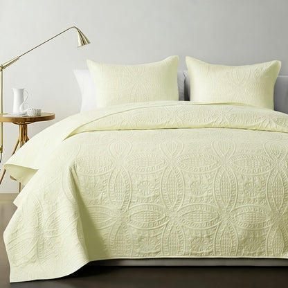Quilt Set Bedspread with Pillowcases - Lightweight Microfiber Coverlet Twin Full Queen King, Soft Breathable Coin Pattern Comforter Set for Bedroom Dorm School