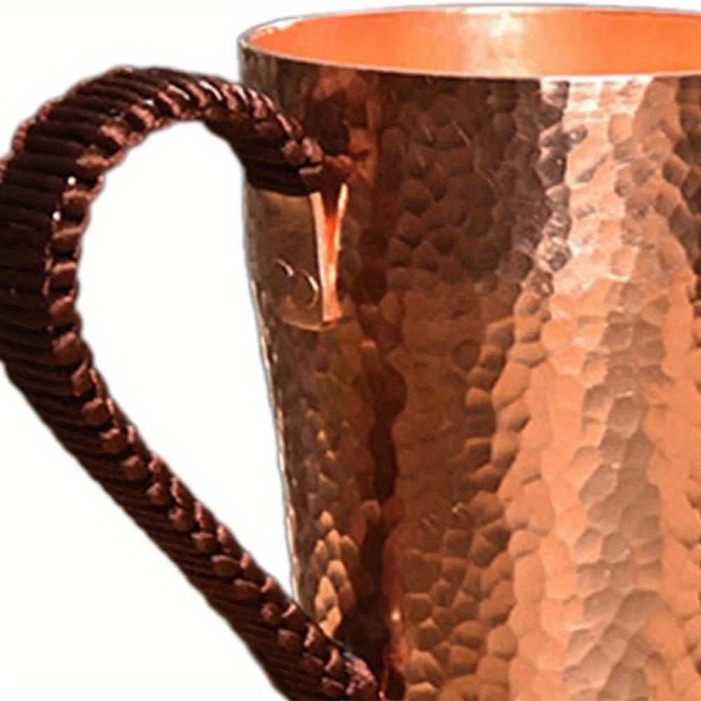 Handcrafted Copper Mug with Hammer Pattern – Pure Copper Coffee Mug, Tea Cup & Water Vessel – Artisan Copper Drinking Cup for Moscow Mule, Milk, Hot & Cold Beverages – Unique Kitchen Gift