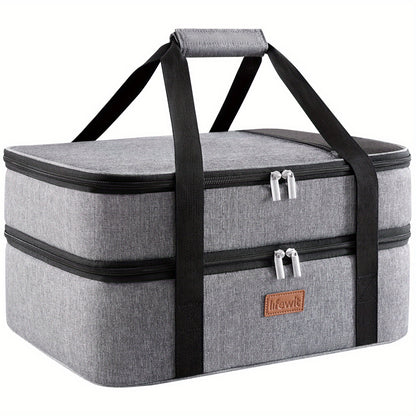Insulated Casserole Carrier for Hot or Cold Food - Casserole Dish Carrying Case with Leak Proof Aluminum Foil Lining Fits 9x13 Baking Dish, Portable Food Warmer Bag for Potluck Picnic Cookout and Party, Single or Double Decker in 5 Colors