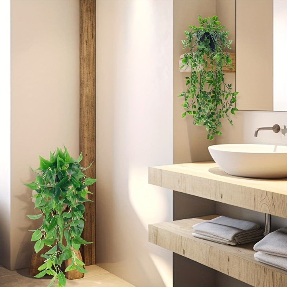 Artificial Hanging Ivy Vines – Fake Eucalyptus & Mandala Green Vine Plants for Indoor Wall Decor – Faux Hanging Plants for Bedroom, Bathroom, Balcony, Bookshelf & Living Room Aesthetic – 6 or 8 Pack