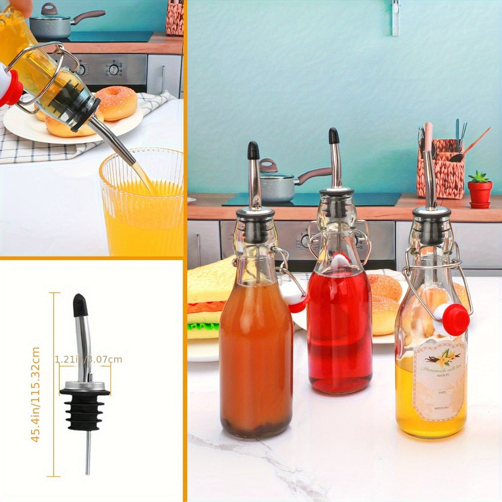 Glass Swing Top Bottles 8.45oz – Round Iron Clasp Airtight Bottle Set with Funnel for Juice, Kombucha, Syrup & Oil Storage, Reusable Flip Cap Glass Bottles (6, 9, 12 or 18 Pack)