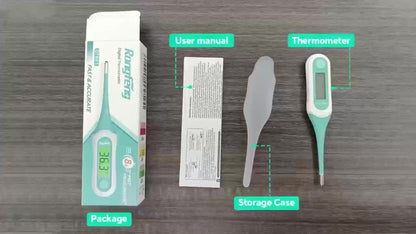 Digital Oral Thermometer for Adults & Kids – 8-Second Fast Read, Bendable Tip, 3-Color Fever Backlight, 32 Memory Records, Rectal Use for Infants, Celsius/Fahrenheit Conversion