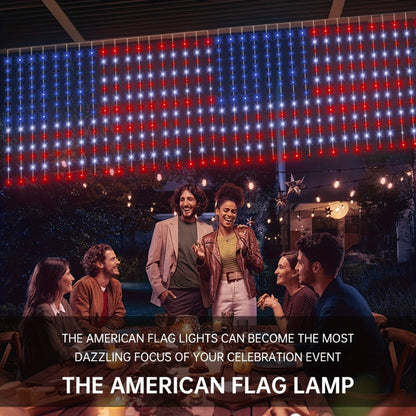 American Flag LED Curtain Lights 242 LEDs USB Powered, 4th of July Patriotic Decorations for Home Porch Garden Courtyard, Independence Day National Holiday Indoor Decor for Mall, Store, Coffee Shop Display