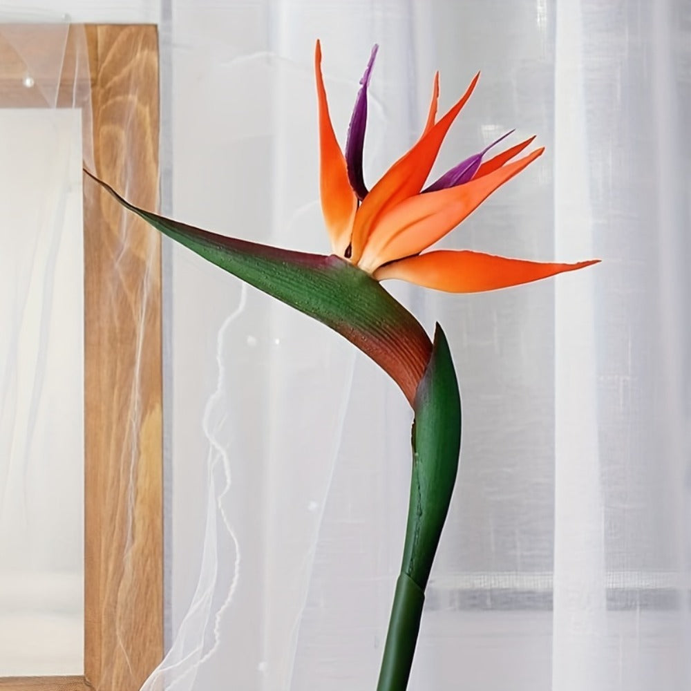 Artificial Bird of Paradise Flowers – 3pcs Realistic Rubber Strelitzia with 24.5" Long Stems for Home Decor, Vase Arrangements, DIY Bouquets, Party & Fall Decor (4 Colors)