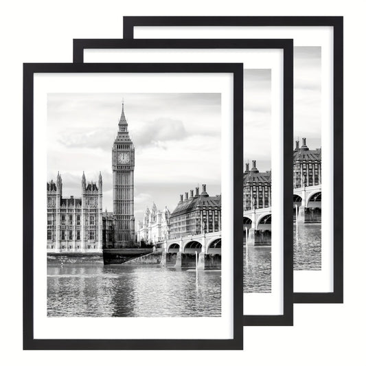 Wall Photo Frames Set of 3 – 12x16 Inch Picture Frames for Wall Display, Multiple Colors, Hallway & Living Room Decor, Gift-Ready