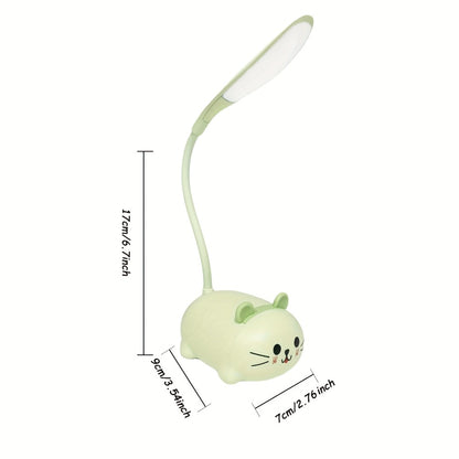 Cute Animal LED Night Light – Mini Cartoon Table Lamp, Foldable USB Rechargeable, Portable Desk Reading Light for Bedroom Kids Room, Blue Bunny Cat Styles, Kawaii Room Decor Lamp