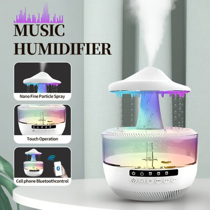 Cool Mist Humidifier with 7-Color Night Light Raindrop Music Design Dual Mist Output 26dB Ultra-Quiet 24H Operation Visible Water Level for Bedroom Living Room Office Gift