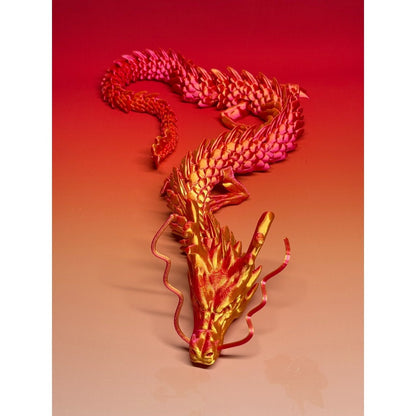 3D Printed Articulated Dragon Figurine 35.4" Giant Poseable Chinese Dragon Collectible Sculpture | Flexible Joints Fantasy Desk Decor for Home Office Car | Unique Gift for Dragon Collectors Mom Dad